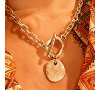 Collana chic in catena argentata, collana chunky, stile Uno De 50, collana a catena grossa, collana boho, gioiello da donna come regalo Tagli UnicaFerro