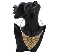 Collana Choker In Metallo Dorato Da Donna Moda Gioielli Bling Rete Per La Sera