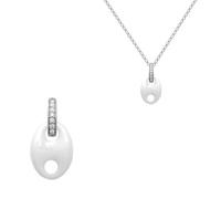Collana + Ciondolo Chicco di Caffè Ceramica Cubi di Zirconio E Argento Massiccio