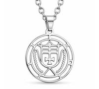 Collana Ciondolo Crocell Acciaio Sigillo di Goetia Demone Duca dell'Inferno...