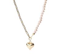 Collana Ciondolo Cuore Semplice Collana A Catena di Perle Creative per Le Donne Luce di Lusso Temperamento Gioielli Accessori