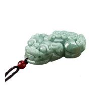 Collana, collana con ciondolo di giada for la ricchezza Feng Shui, collana con ciondolo di giada naturale galleggiante Pixiu/Pi Yao, amuleto di pietra, talismano for la prosperità, denaro buono/556