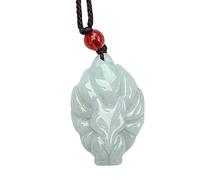 collana Collana di giada di volpe di giada naturale di grado A, pendente con intaglio di volpe a nove code, amuleto del dio volpe vintage, regalo di uomini e donne portafortuna di giadeite di grado A,