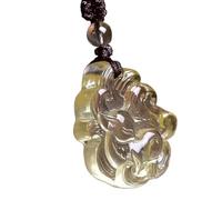 Collana, collana Feng Shui, collana di cristallo giallo citrino, ciondolo di volpe, cordino, pietra preziosa naturale, amuleto, collana a catena lunga, attrae ricchezza, buona fortuna, successo accade