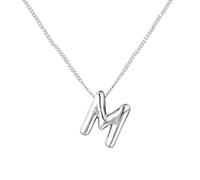 Collana Collana in argento con parole per donne alla moda con iniziali Un regalo per donne adolescenti e (M, 1.8x1.5cm)