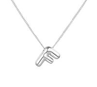 Collana Collana in argento con parole per donne alla moda con iniziali Un regalo per donne adolescenti e (F, 1.8x1.5cm)