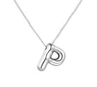 Collana Collana in argento con parole per donne alla moda con iniziali Un regalo per donne adolescenti e (P, 1.8x1.5cm)
