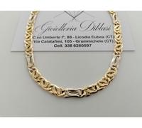 COLLANA Collier CATENA Girocollo ORO 18 KT 750% GIALLO BIANCO Maglia Uomo Donna