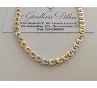COLLANA COLLIER ORO 18 KT 750% Bicolor GIALLO BIANCO Uomo Donna CATENA Girocollo