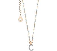 Collana Comete Gioielli stella lettera portafortuna argento rosè e zirconi (C)