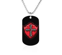 Collana commemorativa a forma di croce crociata dei cavalieri templari, in acciaio al titanio, rettangolare, con ciondolo a catena, idea regalo
