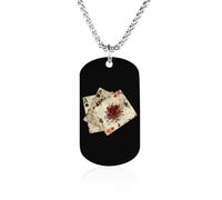 Collana commemorativa a forma di picche, in acciaio al titanio, rettangolare, con ciondolo a forma di cartolina
