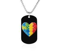 Collana commemorativa alla moda con ciondolo in acciaio al titanio stampato con ciondolo a forma di cuore per la consapevolezza dell'autismo, collana con ciondolo per cani per uomini e donne