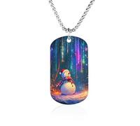 Collana commemorativa colorata con luci natalizie in acciaio al titanio rettangolare con ciondolo a catena regalo