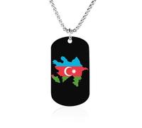 Collana commemorativa con bandiera dell'Azerbaigian, alla moda, in titanio, con ciondolo in acciaio al titanio, collana con ciondolo a forma di targhetta per cani per uomini e donne