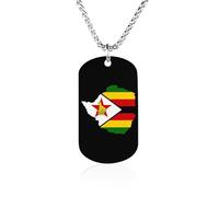Collana commemorativa con bandiera dello Zimbabwe alla moda stampata in acciaio al titanio con ciondolo gioiello novità immagine collana piastrine per cani per uomo donna