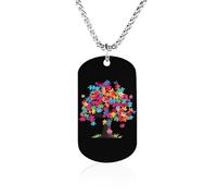 Collana commemorativa con ciondolo in acciaio al titanio stampato con albero di puzzle per la consapevolezza dell'autismo, collana con ciondolo per cani, per uomini e donne