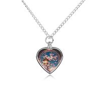 Collana commemorativa con lanterna personalizzata rotonda con splendido motivo urna per ceneri con kit di riempimento, catena regolabile da 70,1 cm, gioiello funerario per cremazione, ciondolo a forma