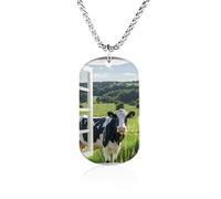 Collana commemorativa con mucca da finestra, alla moda, con ciondolo in acciaio al titanio, con ciondolo a forma di mucca dalla finestra, per uomo e donna