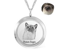 Collana commemorativa con nome e ritratto personalizzato in pelliccia di animale domestico, medaglione commemorativo per ceneri di animali domestici, collana per donne e uomini, regalo commemorativo