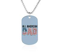 Collana commemorativa con scritta "All American Dad", in acciaio al titanio, rettangolare, idea regalo