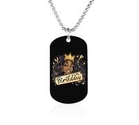Collana commemorativa con scritta "It's My Birthday", in acciaio al titanio, rettangolare, con ciondolo a forma di donna afro, idea regalo