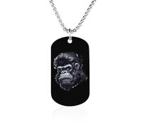 Collana commemorativa con volto di gorilla, in acciaio al titanio, rettangolare, con ciondolo a catena, idea regalo