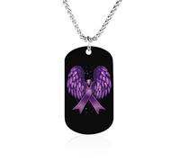 Collana commemorativa della consapevolezza dell'Alzheimer, in acciaio al titanio, rettangolare, con ciondolo a forma di catena
