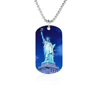 Collana commemorativa della Statua della Libertà di New York, in acciaio al titanio, rettangolare, con ciondolo a catena, idea regalo