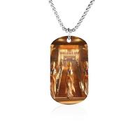 Collana commemorativa dell'antico Egitto Egitto Piramidi Storia Collana in Acciaio al Titanio Rettangolo Tag Catena Ciondolo Gioielli Regalo