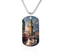 Collana commemorativa di Londra City in acciaio al titanio con ciondolo rettangolare