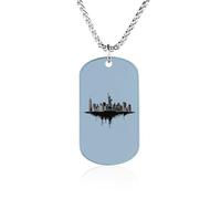 Collana commemorativa di New York City, in acciaio al titanio, rettangolare, con ciondolo a forma di catena