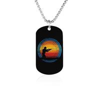 Collana commemorativa in acciaio al titanio con ciondolo rettangolare in acciaio al titanio, con ciondolo a forma di piattello e tramonto vintage, idea regalo