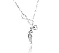 Collana commemorativa per bambini, con simbolo dell'infinito e ala d'angelo, con impronta di piede di Lariat Y, gioiello per aborto spontaneo, regalo commemorativo per la perdita, Metallo