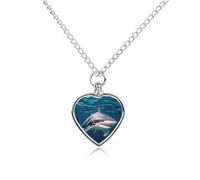 Collana commemorativa per ceneri con squalo martello e ciondolo a forma di cuore con kit di riempimento, catena regolabile da 70 cm, gioiello funerario per cremazione, ciondolo a forma di cuore per