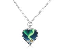 Collana commemorativa personalizzata con urna dell'orso polare aurora boreale per ceneri collana per animali domestici con kit di riempimento catena regolabile da 70,1 cm catena funeraria gioielli per