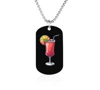 Collana commemorativa vegetariana in acciaio al titanio con ciondolo rettangolare per bevande alcoliche, gioiello regalo