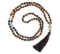 Collana Con 108 Perle Di Preghiera Mala Annodate A Mano, Con Nappa Lunga, Collana Di Perline Di Cristallo Curative Colorate E Ciondolo A Forma Di Albero Della Vita Per Uomo E Donna, Pietra Occhio Di