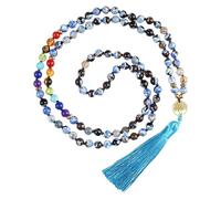 Collana Con 108 Perle Di Preghiera Mala Annodate A Mano, Con Nappa Lunga, Collana Di Perline Di Cristallo Curative Colorate E Ciondolo A Forma Di Albero Della Vita Per Uomo E Donna, In Lapislazzuli