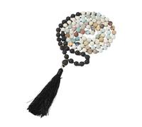 Collana con 108 Perline Mala Annodate Per Donne e Ragazze,Bracciale In Amazzonite Naturale,Collana Lunga con Nappa,Gioielli Per Preghiera e Meditazione Spirituale,Regali,Amazzonite Da 8 Mm + Pietra L