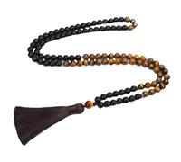 Collana Con 108 Perline Mala Naturali Annodate Per Uomo E Donna, Bracciale In Onice Nero Con Occhio Di Tigre, Collana Lunga Con Nappa Annodata A Mano, Necklace Con Gioielli Spirituali Da Preghiera E