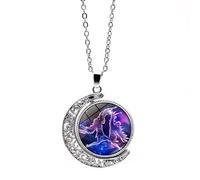 Collana Con 12 Segni Delle Costellazioni Dello Zodiaco Collana Con Ciondolo Forma Di Luna Rotante Cava Alla Moda Gioiello Per Oroscopo E Astrologia Celeste Da Donna/Uomo Regalo Per Compleanno Gemelli