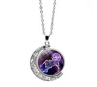 Collana Con 12 Segni Zodiacali E Costellazioni Collana Con Ciondolo A Forma Di Luna Rotante Cava Alla Moda Regalo Di Compleanno Per Donna/Uomo Con Oroscopo E Astrologia Celeste Scorpione