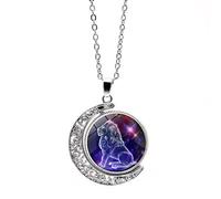 Collana Con 12 Segni Zodiacali E Costellazioni Collana Con Ciondolo A Forma Di Luna Rotante Cava Alla Moda Regalo Di Compleanno Per Donna/Uomo Con Oroscopo E Astrologia Celeste Leone