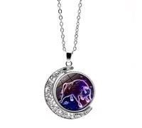 Collana Con 12 Segni Zodiacali E Costellazioni Collana Con Ciondolo A Forma Di Luna Rotante Cava Regalo Di Compleanno Per Donna/Uomo Oroscopo Astrologia Celeste Toro