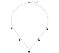 Collana Con 5 Pendenti A Goccia In Onice Nero 925 Argento 42-45cm Donna
