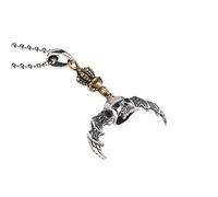 Collana con ala di teschio in argento sterling 925 Collana con ciondolo con teschio a corona di ali del diavolo gotico per gioielli da uomo