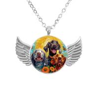 Collana con ali d'angelo con bassotti, farfalle e fiori, in lega di alluminio, regalo per uomini e donne, Misura unica, lega di alluminio, Nessuna pietra preziosa