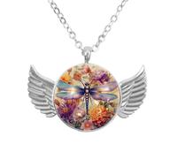 Collana con ali d'angelo con bassotti, farfalle e fiori, in lega di alluminio, regalo per uomini e donne, Misura unica, lega di alluminio, Nessuna pietra preziosa