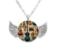 Collana con ali d'angelo con coccinelle rosse e nere, ciondolo in lega di zinco, regalo per uomini e donne, Misura unica, lega di alluminio, Nessuna pietra preziosa